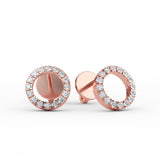 14K Gold Diamond Pave Open Circle Earrings