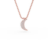14K Gold Crescent Moon Diamond Necklace