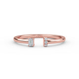 14K Gold Baguette and Round Micro Pave Cuff Ring