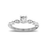 14K White Gold Unique Round Diamond Wedding Band