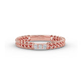 14K Gold Chain Ring with Pave Setting Diamond