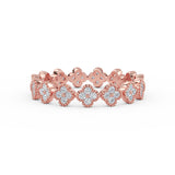 14K Solid Gold Eternity Diamond Clover Wedding Band