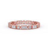 14K Gold Eternity Princess Cut and Round Cut Diamond Wedding Band