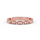 14K Gold Art Deco Round Diamond Wedding Band