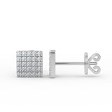14K Gold Diamond Square Stud Earrings