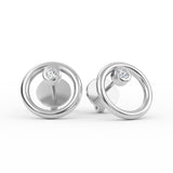 14K Gold Bezel Setting Diamond Open Circle Earrings