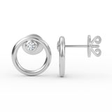 14K Gold Bezel Setting Diamond Open Circle Earrings