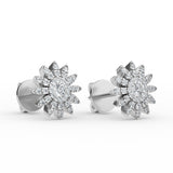14K Gold Floral Diamond Earring