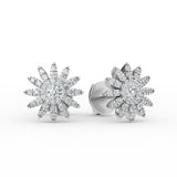 14K Gold Floral Diamond Earring