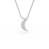 14K Gold Crescent Moon Diamond Necklace