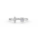 Gold Diamond Baguette Open Ring