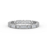 14K Gold Eternity Princess Cut and Round Cut Diamond Wedding Band