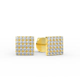 14K Gold Diamond Square Stud Earrings