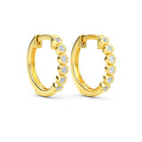 14K Gold Diamond Hoop Earrings