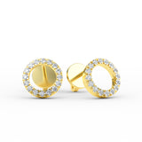 14K Gold Diamond Pave Open Circle Earrings