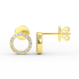 14K Gold Diamond Pave Open Circle Earrings