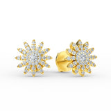 14K Gold Floral Diamond Earring