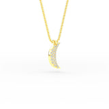 14K Gold Crescent Moon Diamond Necklace