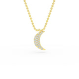 14K Gold Crescent Moon Diamond Necklace