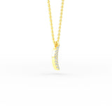 14K Gold Crescent Moon Diamond Necklace