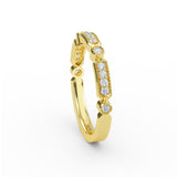 14K Solid Gold 2.4MM Miligrain Diamond Wedding Band