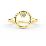 14K Solid Gold Open Circle Diamond Wedding Band