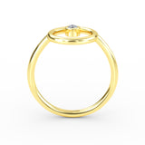 14K Solid Gold Open Circle Diamond Wedding Band