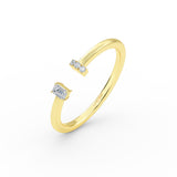 14K Gold Baguette and Round Micro Pave Cuff Ring