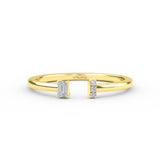 14K Gold Baguette and Round Micro Pave Cuff Ring
