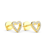 14K Gold Heart Earrings with Diamond