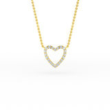 14K Gold Open Heart Diamond Necklace