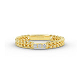 14K Gold Chain Ring with Pave Setting Diamond