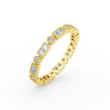 14K Gold Eternity Princess Cut and Round Cut Diamond Wedding Band