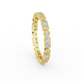 14K Gold Eternity Princess Cut and Round Cut Diamond Wedding Band
