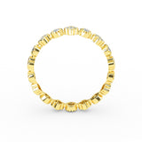 14k Solid Gold Flower 3MM Micro Pave  Diamond Eternity Band