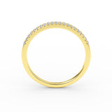 14K Solid Gold Micro Pave Thin Half Eternity Wedding Band