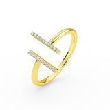14K Solid Gold Open Bar Diamond Ring