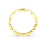 14K Gold Art Deco Round Diamond Wedding Band