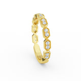 14K Gold Art Deco Round Diamond Wedding Band