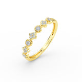 14K Gold 3MM Half Eternity Flower Diamond Wedding Band