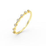 14K Gold Half Eternity  Petite Diamond Wedding Band