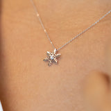 14K White Gold Snowflake  Diamond Necklace