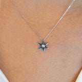14K White Gold Snowflake  Diamond Necklace