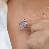 14K White Gold Diamond Heart Necklace