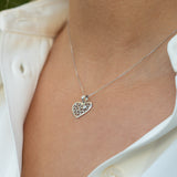 14K White Gold Diamond Heart Necklace