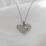 14K White Gold Diamond Heart Necklace