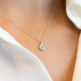 14K White Diamond Evil Eye Necklace
