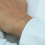 14K Gold 4 Element Symbols Diamond Bracelet