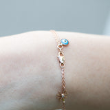 8K Rose Gold Wealth and Lucky Diamond Bracelet with Evil Eye