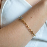 14K Gold Chain Bracelet With Diamond